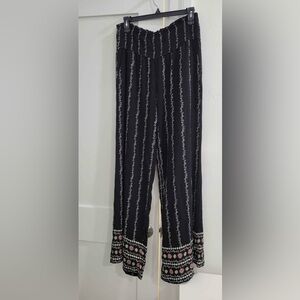 Three dots black high waist patterned palazzo pants (size s, fits like m)
